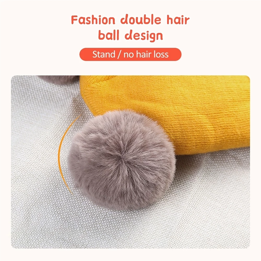 Solid Color Baby Knitted Hat Pompom Beanies Baby Hat Baby Cotton