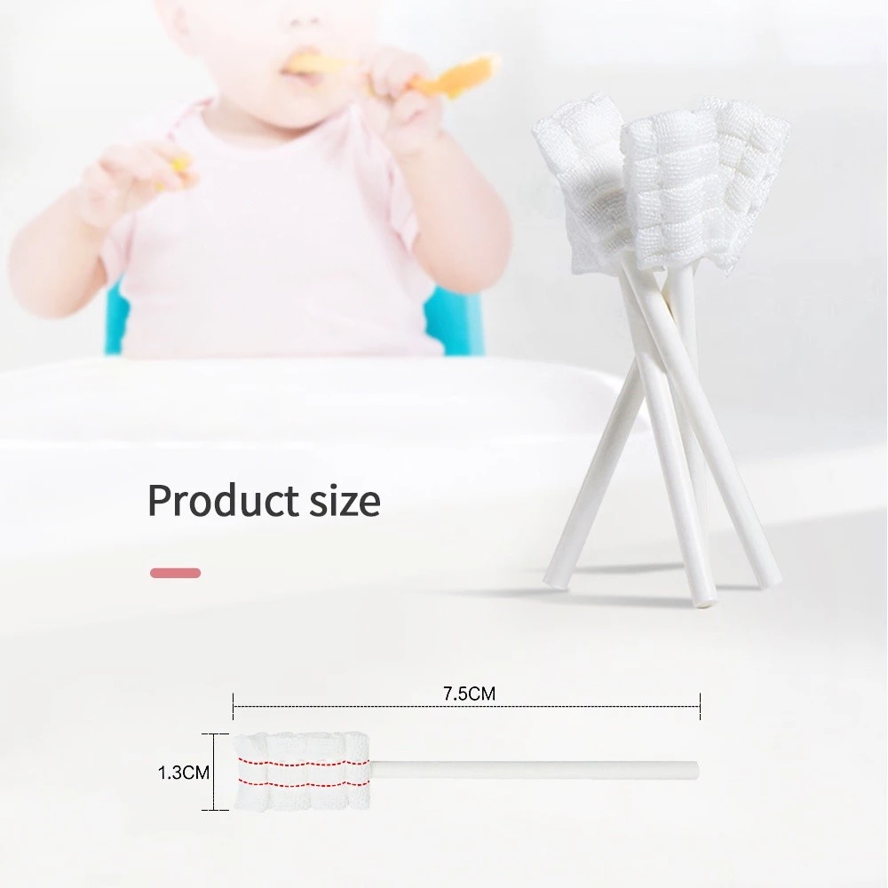 30PCS Baby Cotton Swab Mouth Tongue Cleaner Baby Oral Cleaner