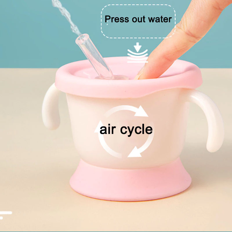 BN 160ML Baby Training Mug Cup Silicone Sippy Cup Bottle Baby Drinking Cup with Straw Learning Cup