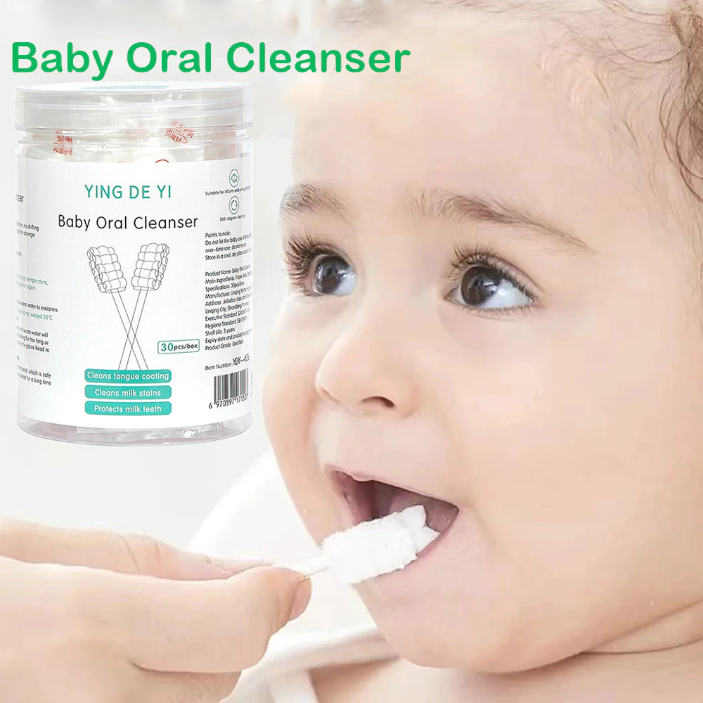 30PCS Baby Cotton Swab Mouth Tongue Cleaner Baby Oral Cleaner
