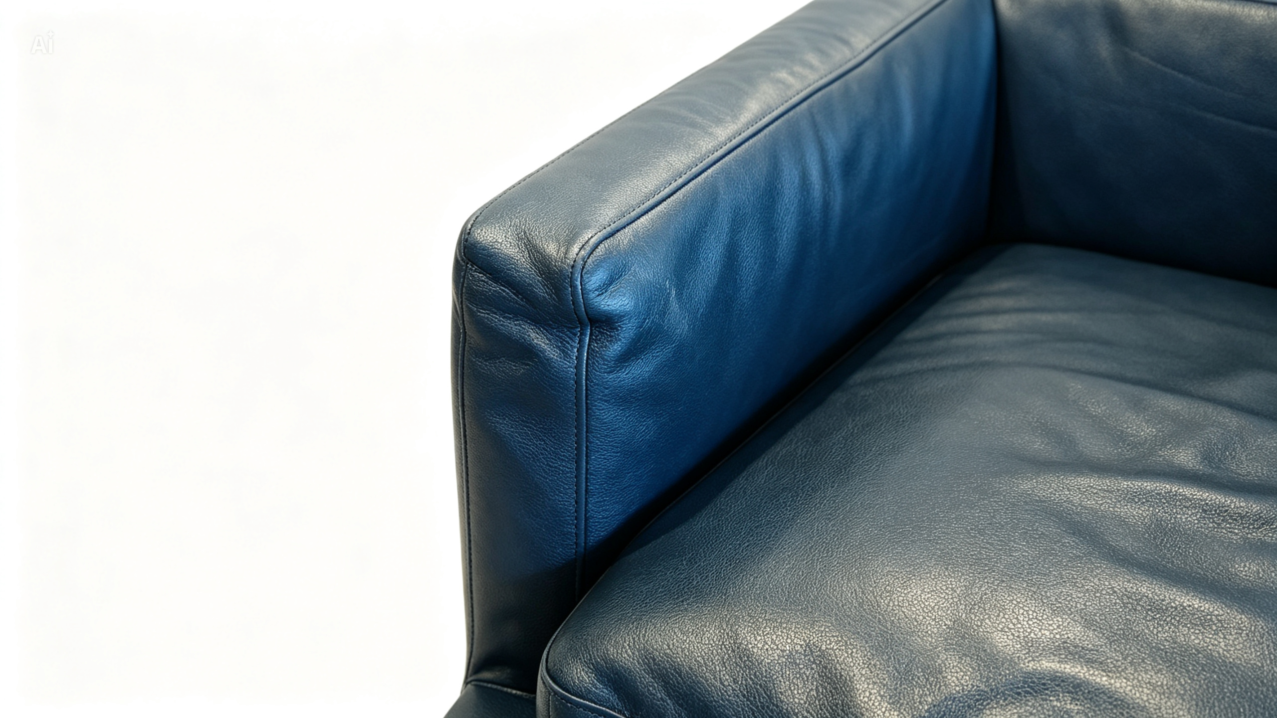 Modern Blue Leather Lounge Armchair (Made in Italy)