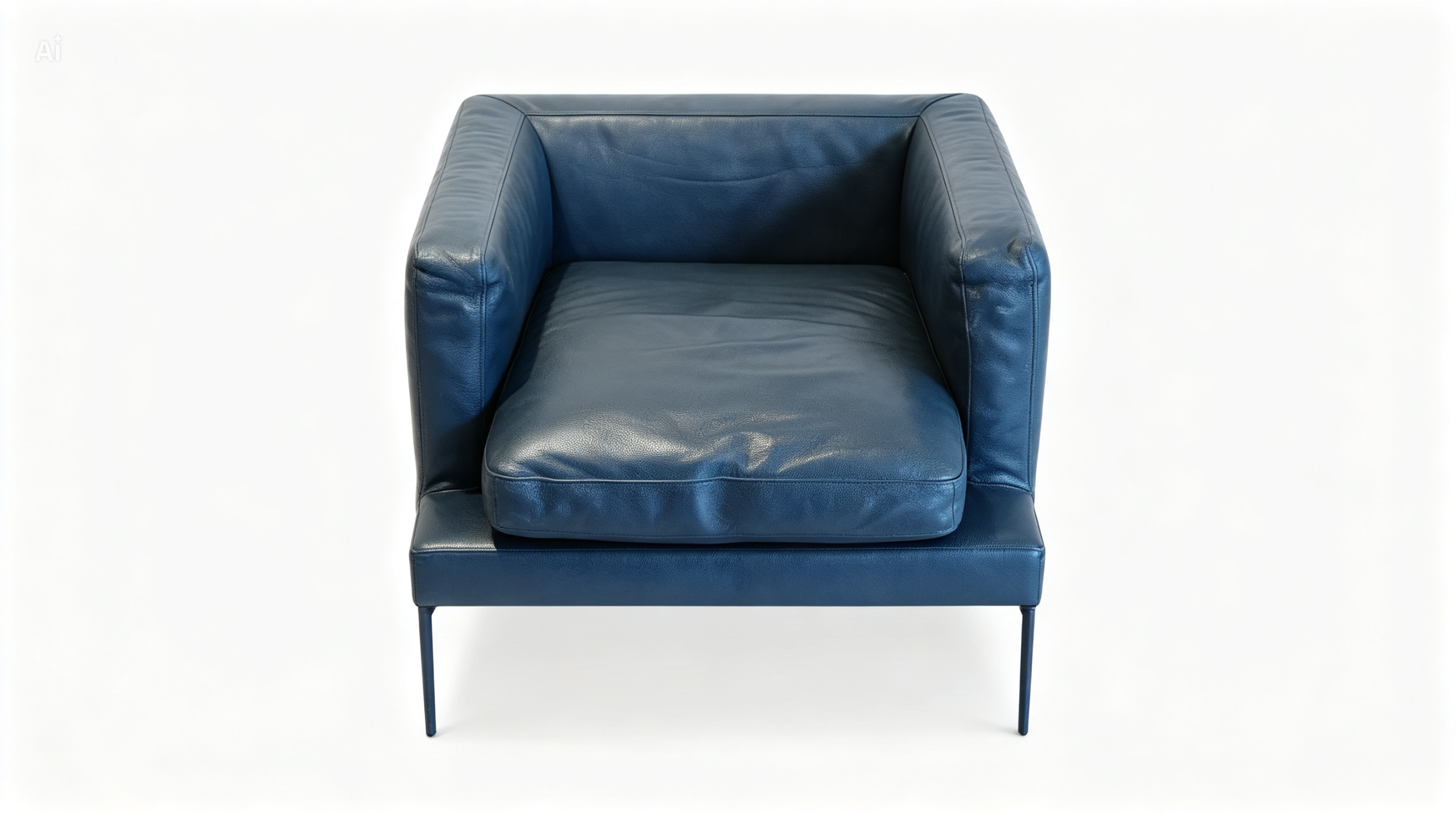 Modern Blue Leather Lounge Armchair (Made in Italy)