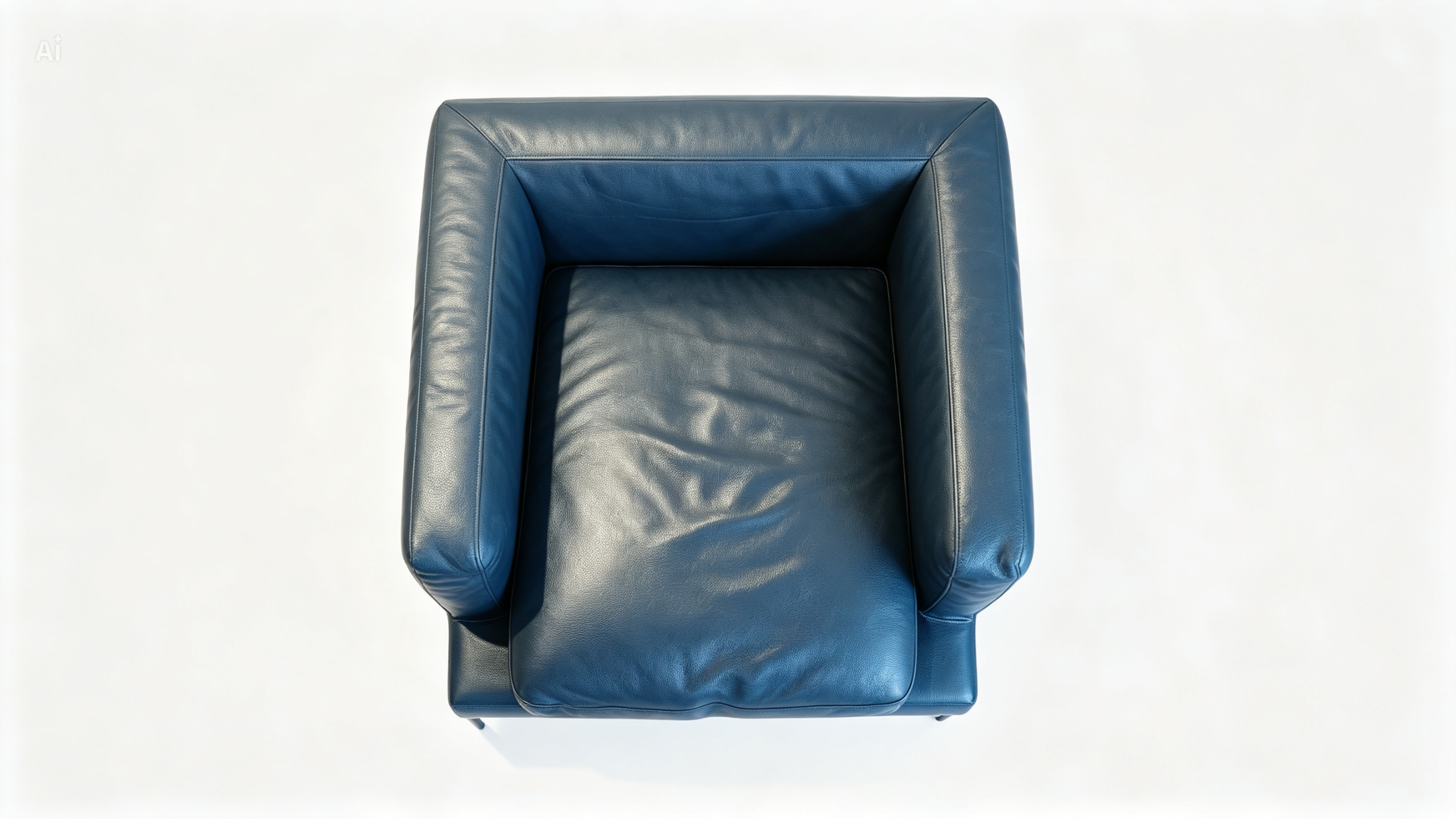 Modern Blue Leather Lounge Armchair (Made in Italy)