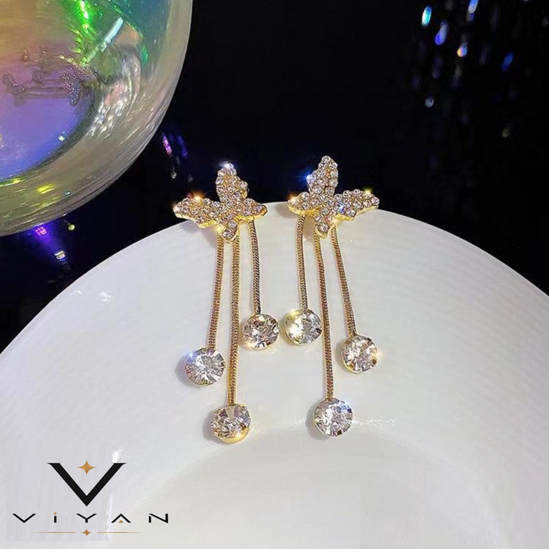 Butterfly Crystal Drop Earrings