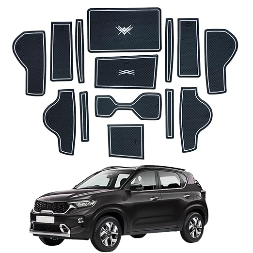 Car Drome Door Cup Bottle Mat Set for Kia Seltos Facelift 2023 to 2025