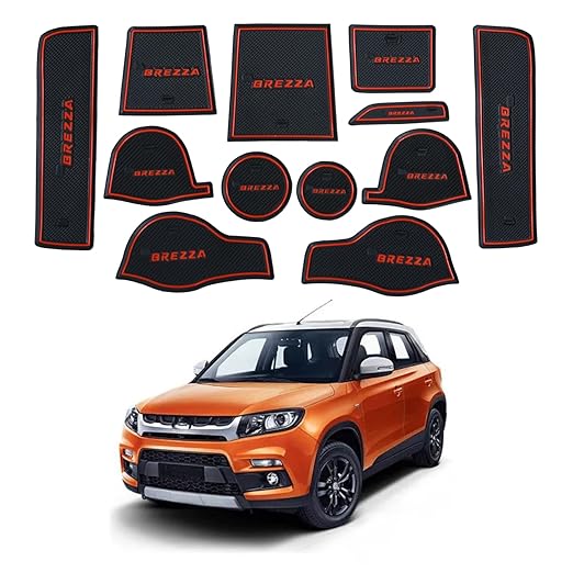 Car Drome Door Cup Mat Set for Maruti Suzuki Vitara Brezza 2016 to 2021
