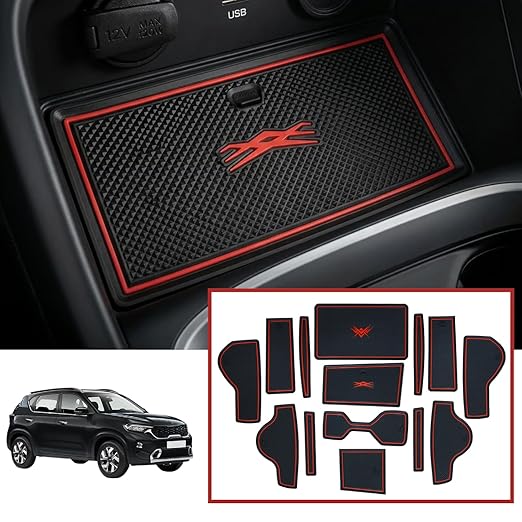 Car Drome Door Cup Bottle Mat Set for Kia Seltos Facelift 2023 to 2025
