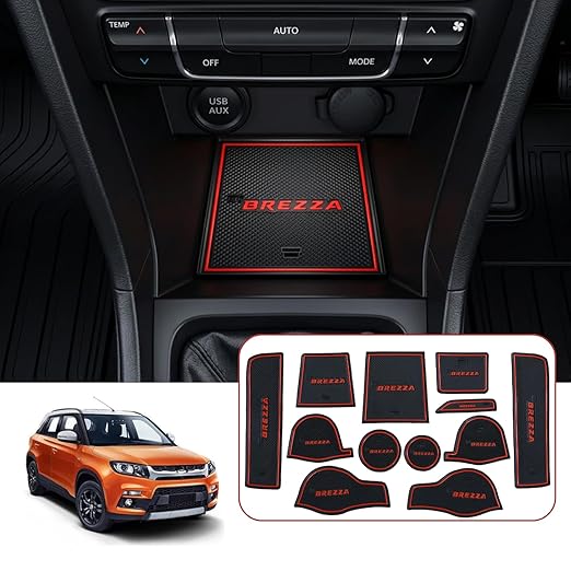 Car Drome Door Cup Mat Set for Maruti Suzuki Vitara Brezza 2016 to 2021