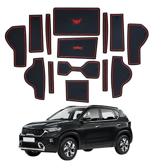 Car Drome Door Cup Bottle Mat Set for Kia Seltos Facelift 2023 to 2025