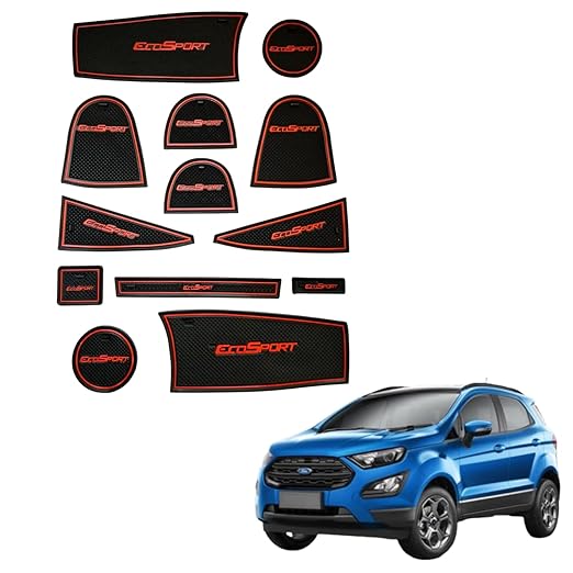 Car Drome Door Cup Mat Set for Ford EcoSport 2018 to 2021 Models Only