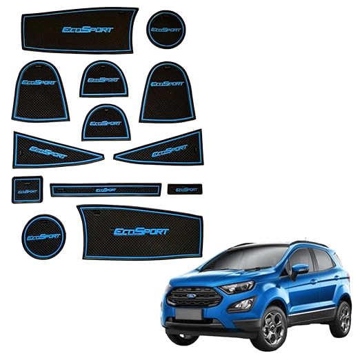 Car Drome Door Cup Mat Set for Ford EcoSport 2018 to 2021 Models Only