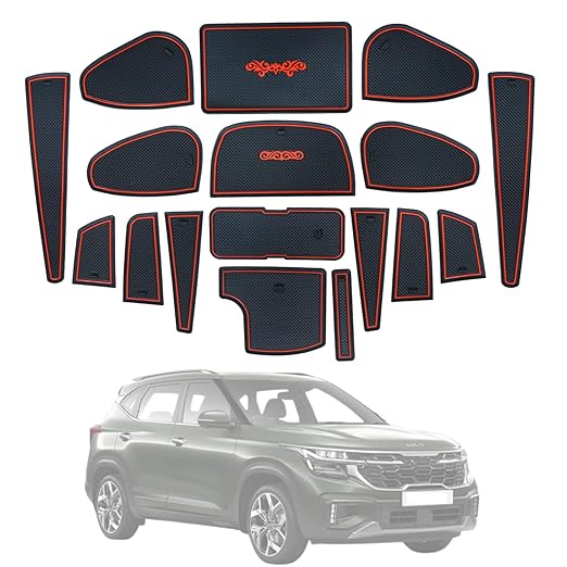 Car Drome Door Cup Bottle Mat Set for Kia Seltos Facelift 2023 to 2025