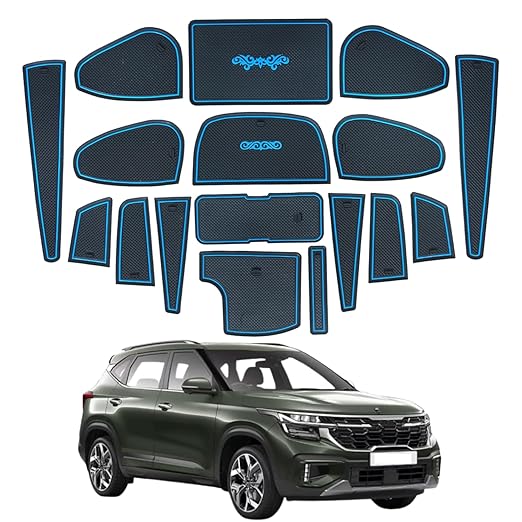Car Drome Door Cup Bottle Mat Set for Kia Seltos Facelift 2023 to 2025