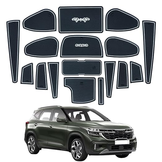 Car Drome Door Cup Bottle Mat Set for Kia Seltos Facelift 2023 to 2025