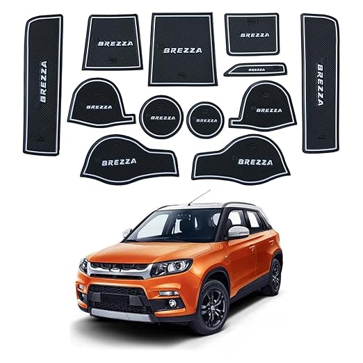 Car Drome Door Cup Mat Set for Maruti Suzuki Vitara Brezza 2016 to 2021