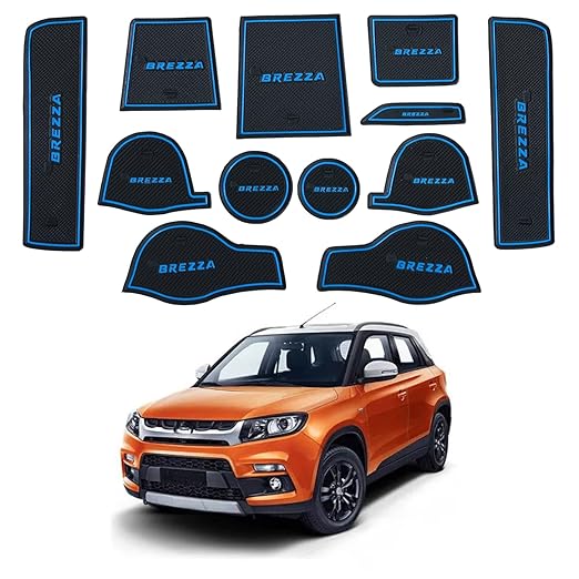 Car Drome Door Cup Mat Set for Maruti Suzuki Vitara Brezza 2016 to 2021