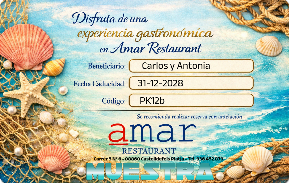 Ticket Regalo Amar Restaurant