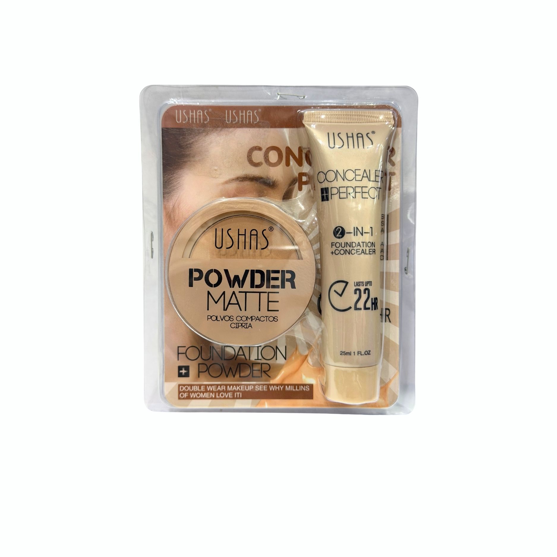USHAS Powder Matte Foundation & Concealer Set