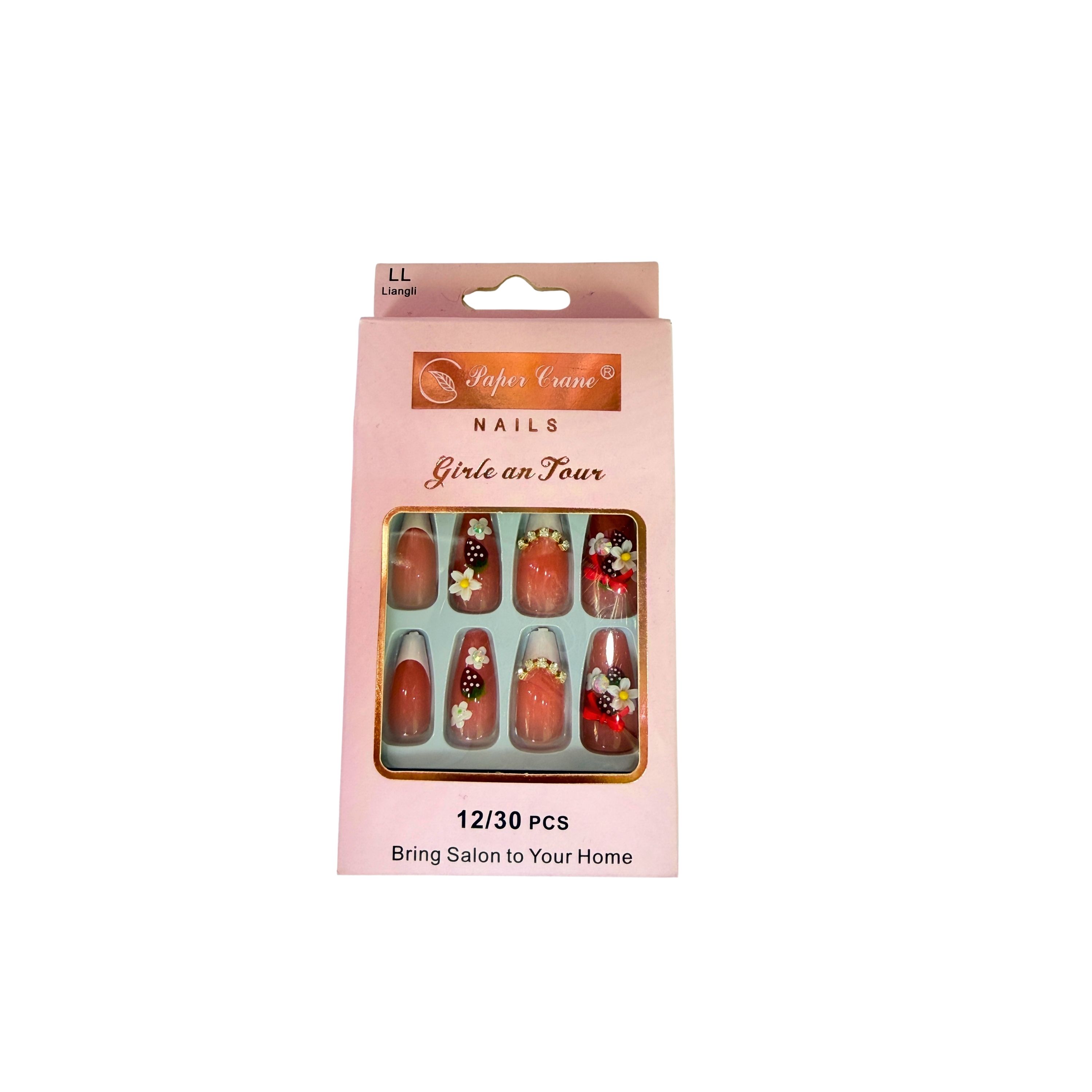 Glossy Floral Press-On Nails
