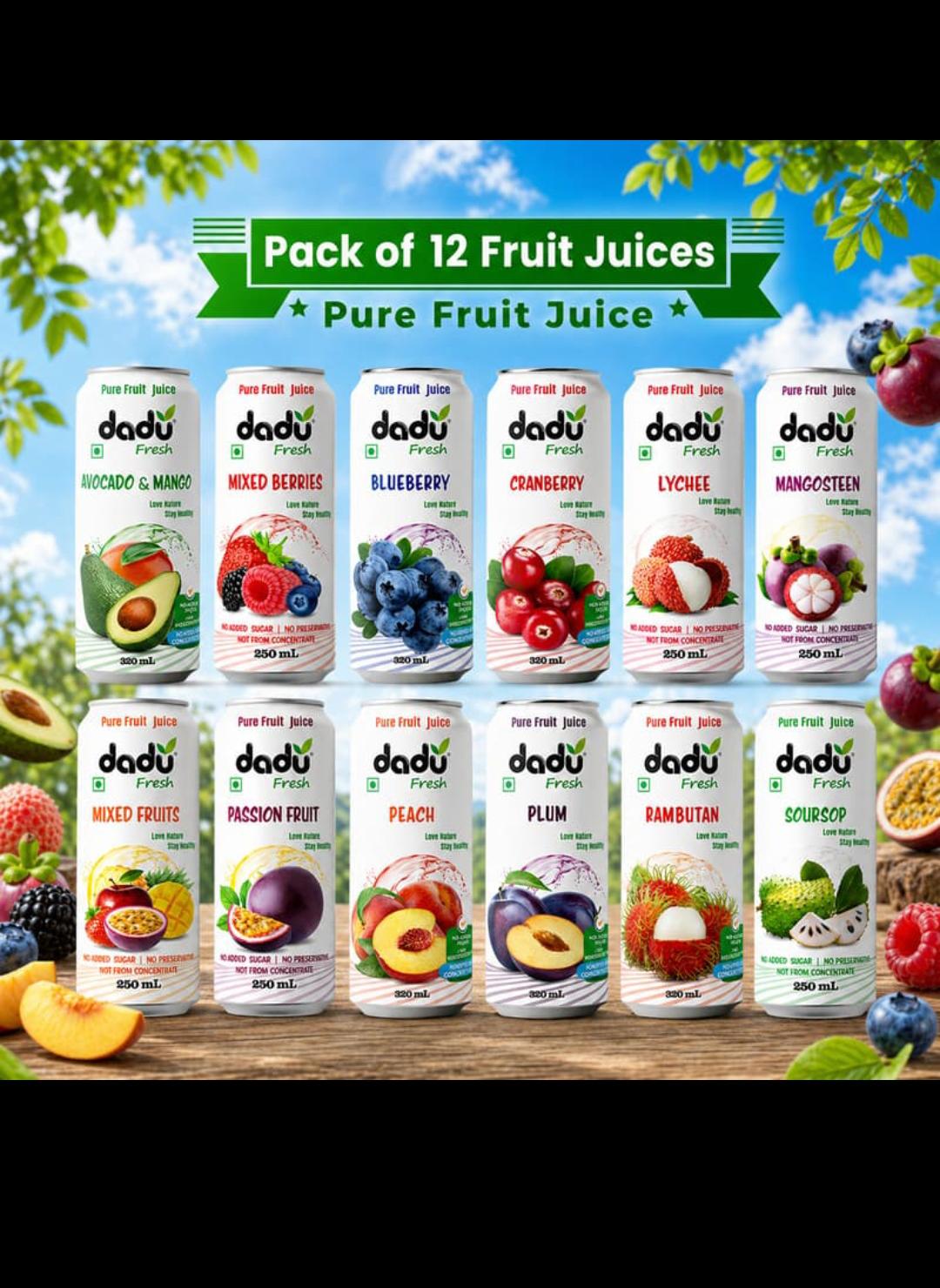 Imported Sugar Free Juice - 12 Flavours 