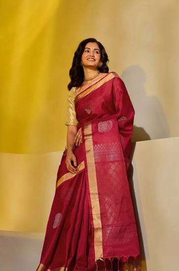 Elegant Maroon Silk Saree
