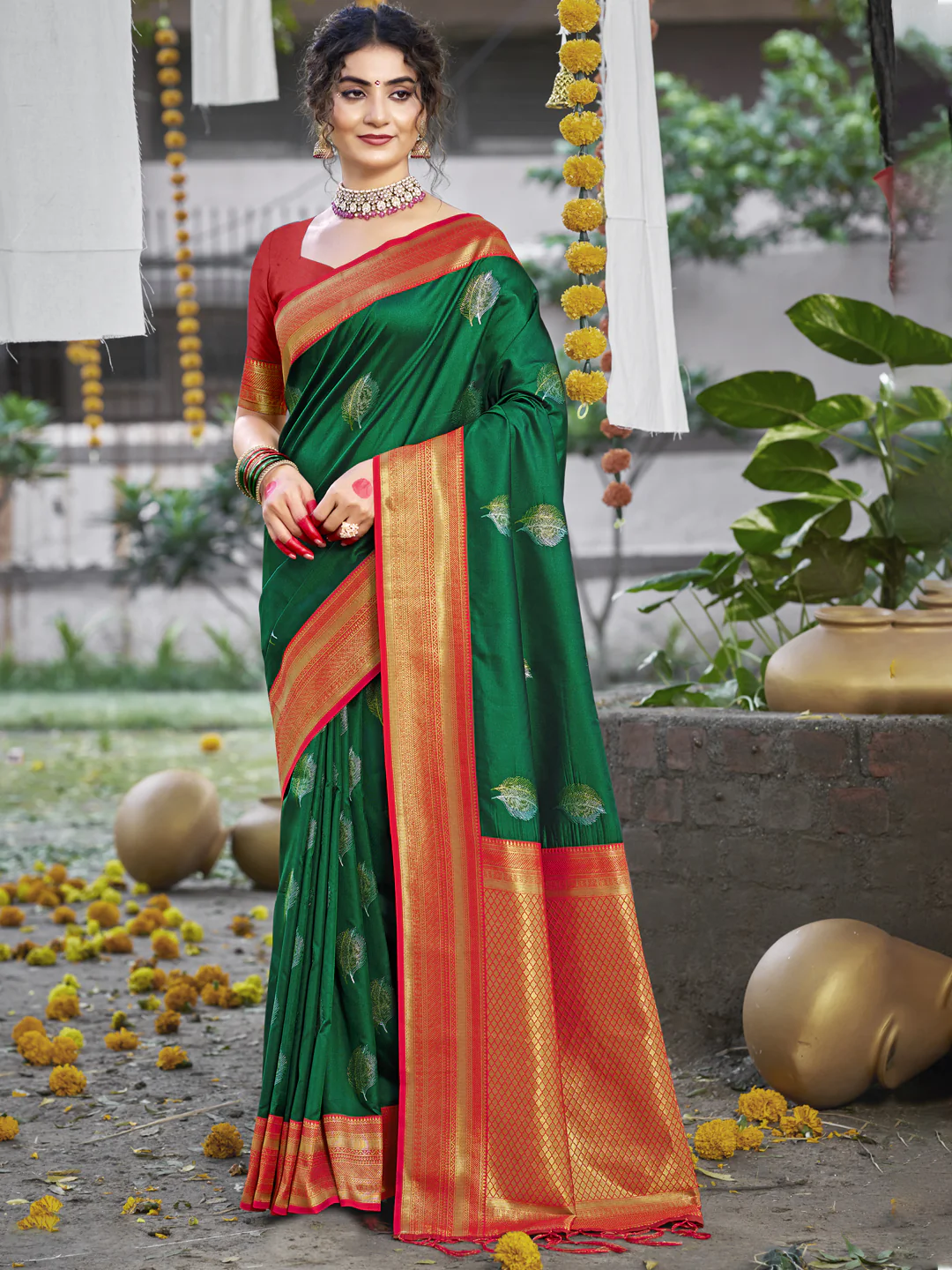 Emerald Traditional Silk Saree