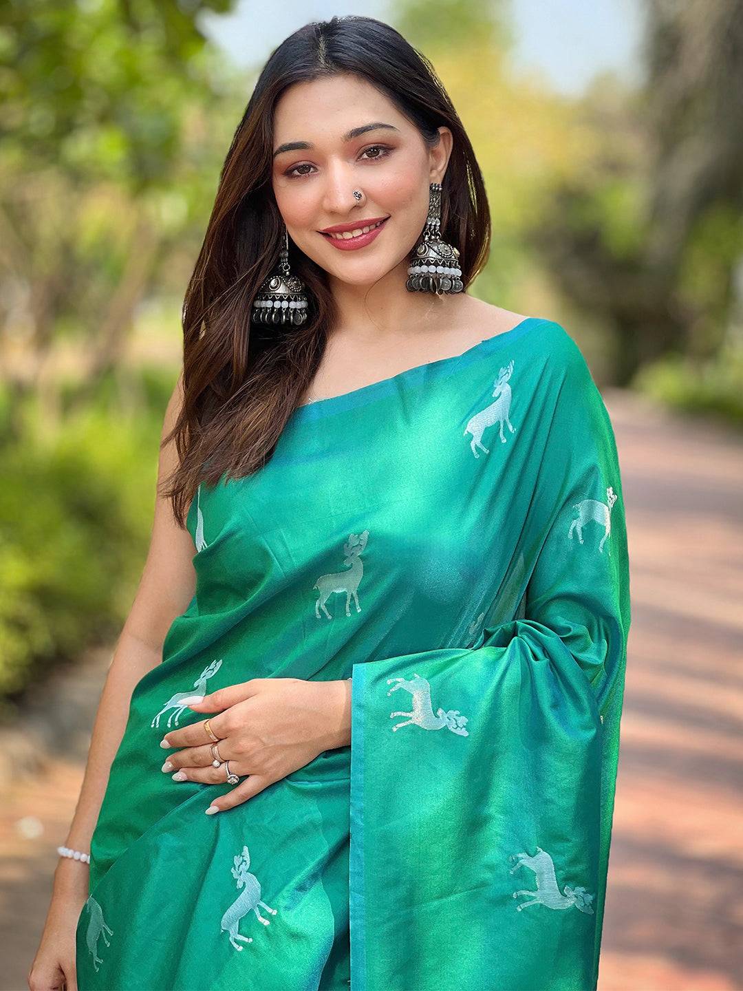 Peacock Green Silk Saree