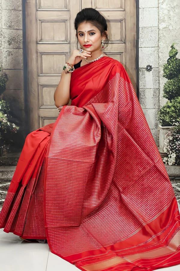 Elegant Red Silk Saree