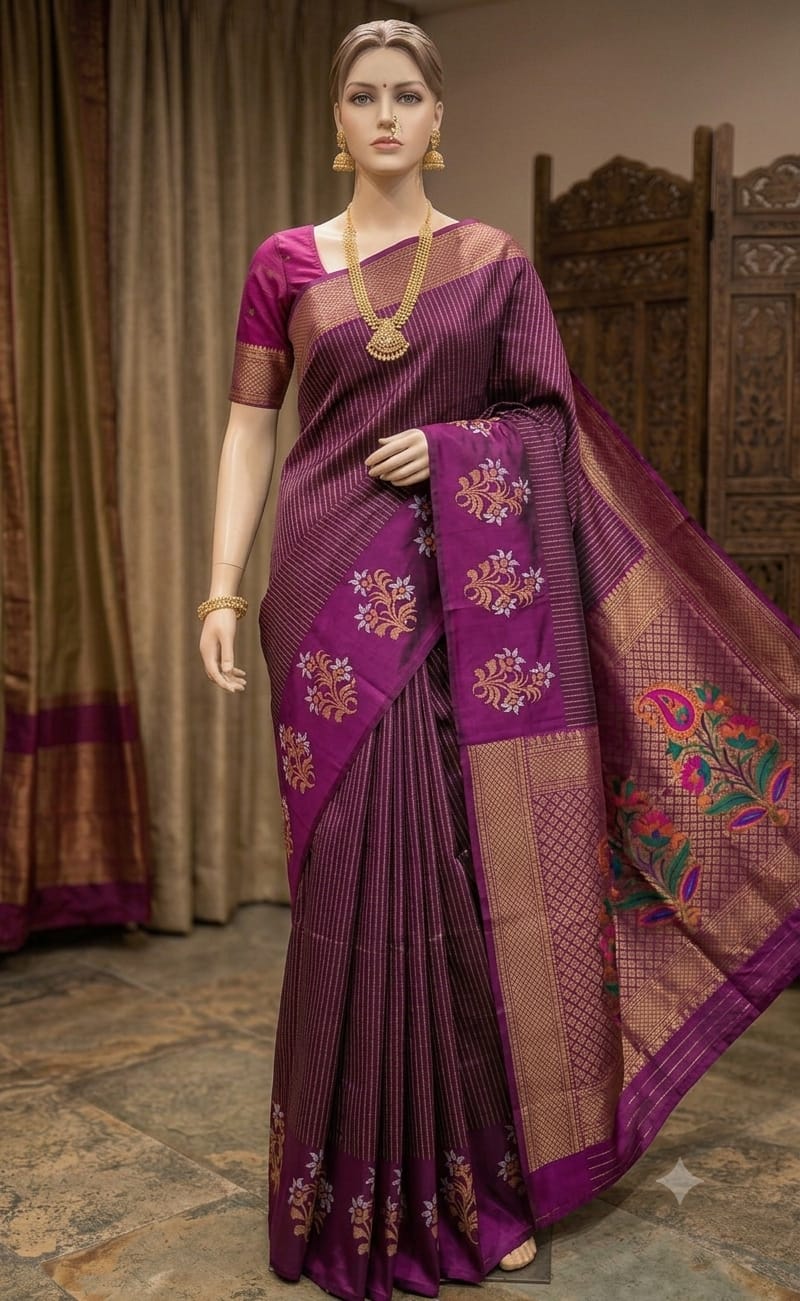 Elegant Purple Silk Saree