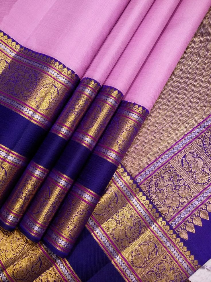 Pink and Purple Banarasi Silk Saree
