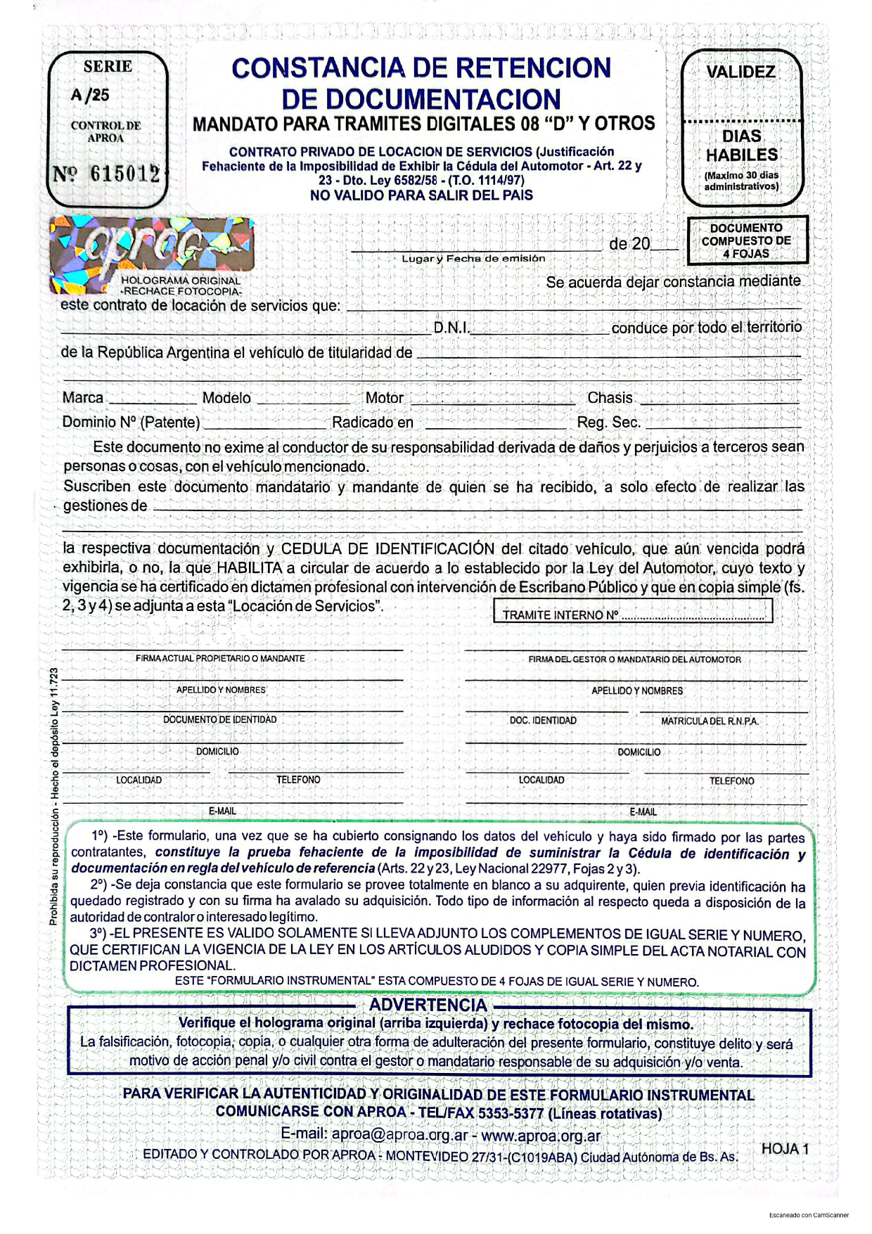 Constancia Retenciòn de documentacion