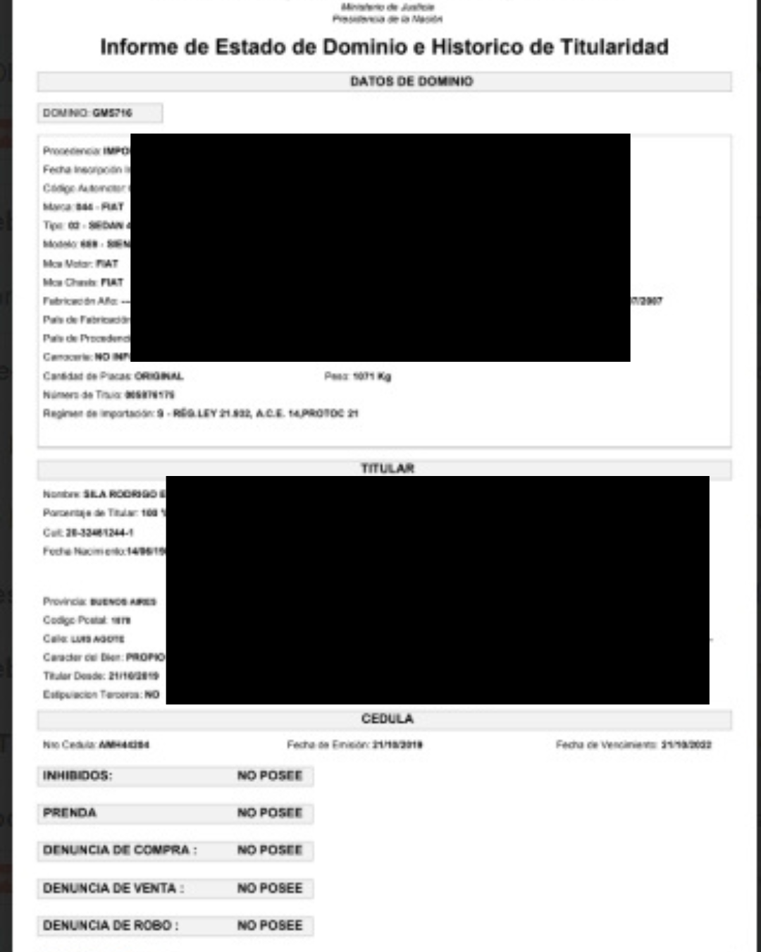 Informe de dominio