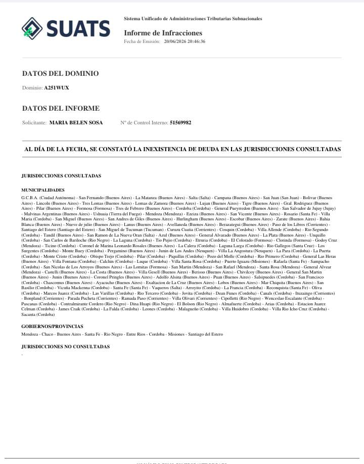 Informe de Infracciones