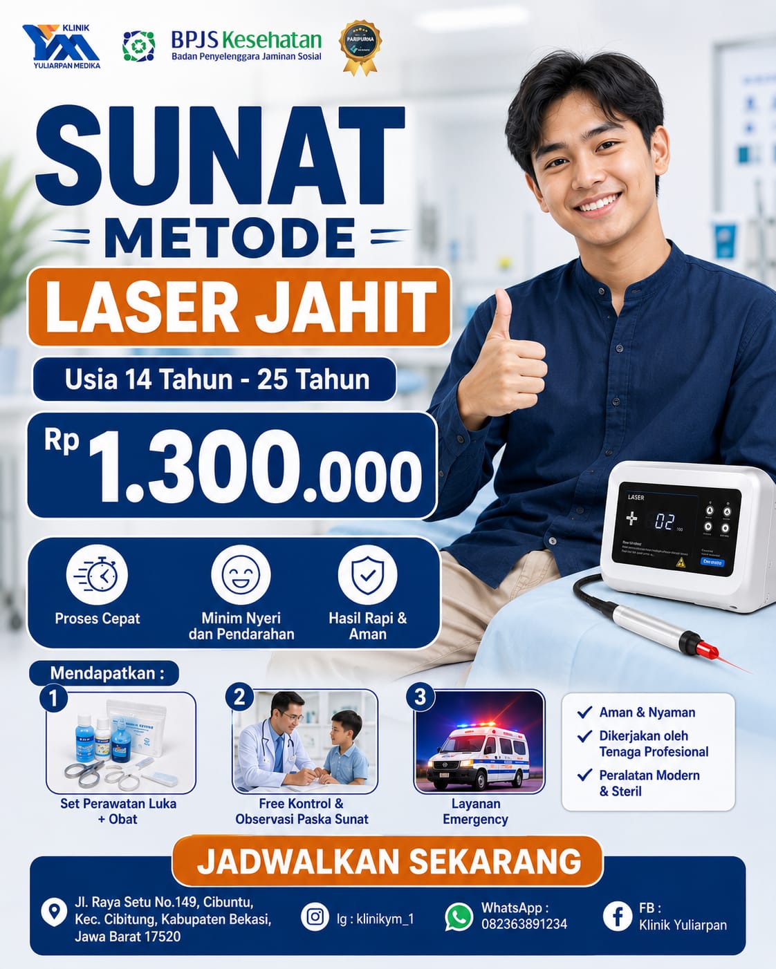 Sunat Metode Laser Jahit Untuk usia 14 Tahun - 25 Tahun