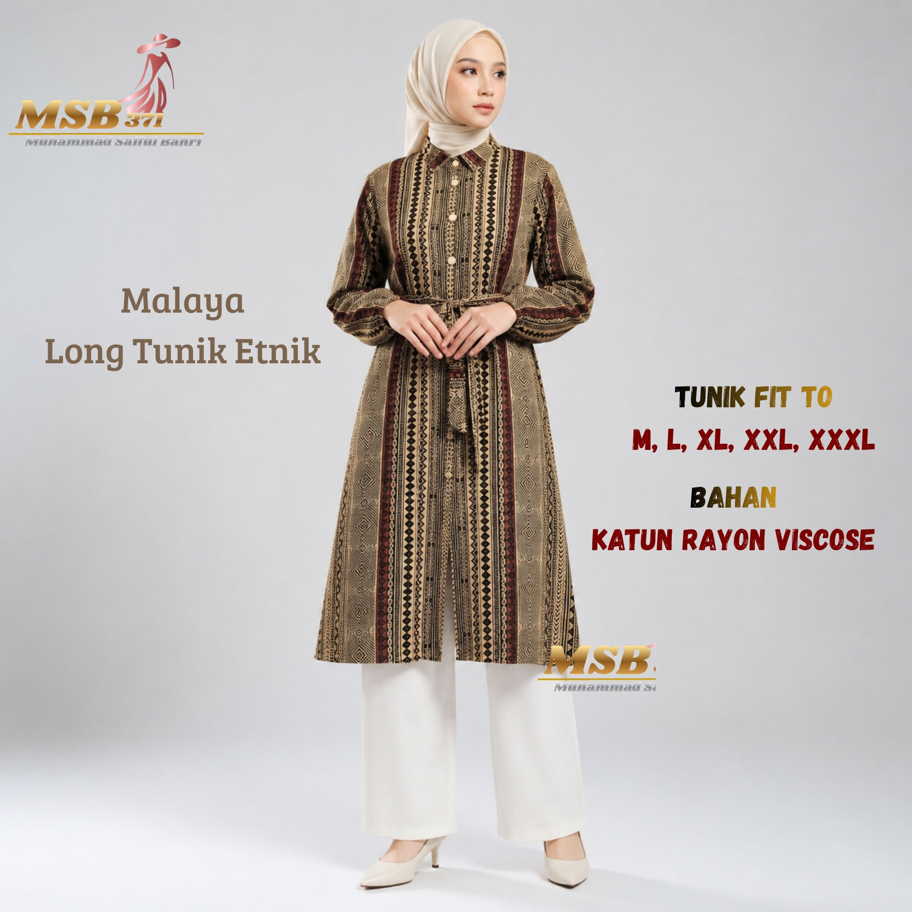Long Outer EtnikTunik Malaya Rayon Viscose