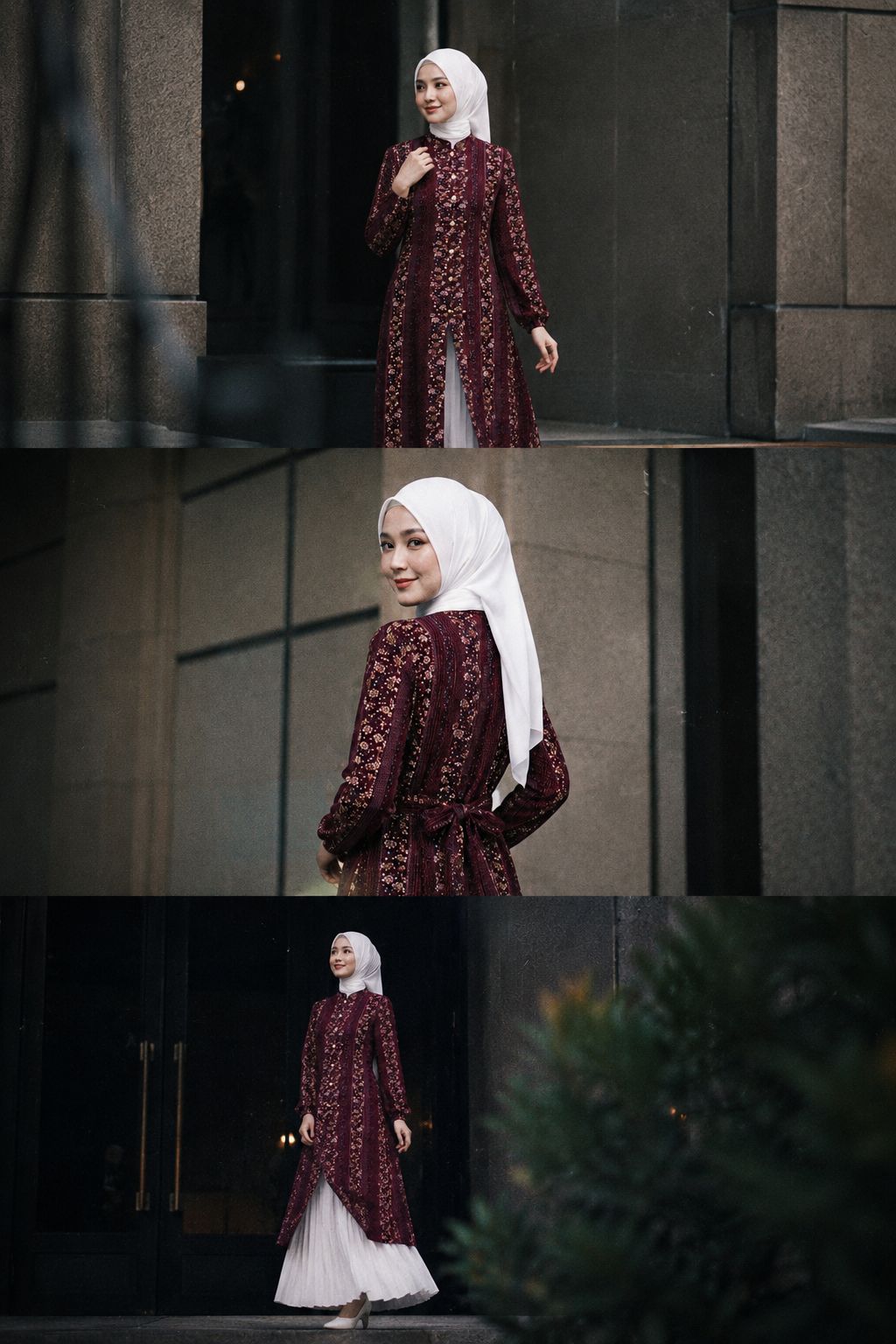 Long Outer Maroon Tunik Malaya Rayon Viscose