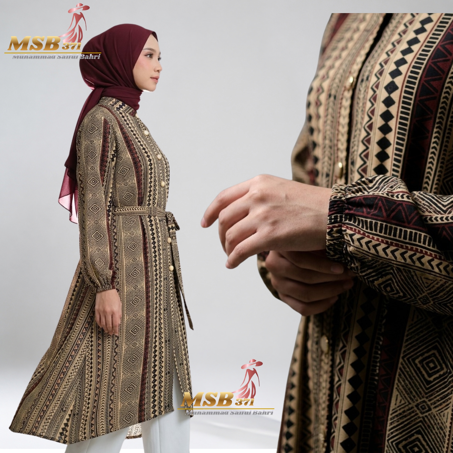 Long Outer EtnikTunik Malaya Rayon Viscose