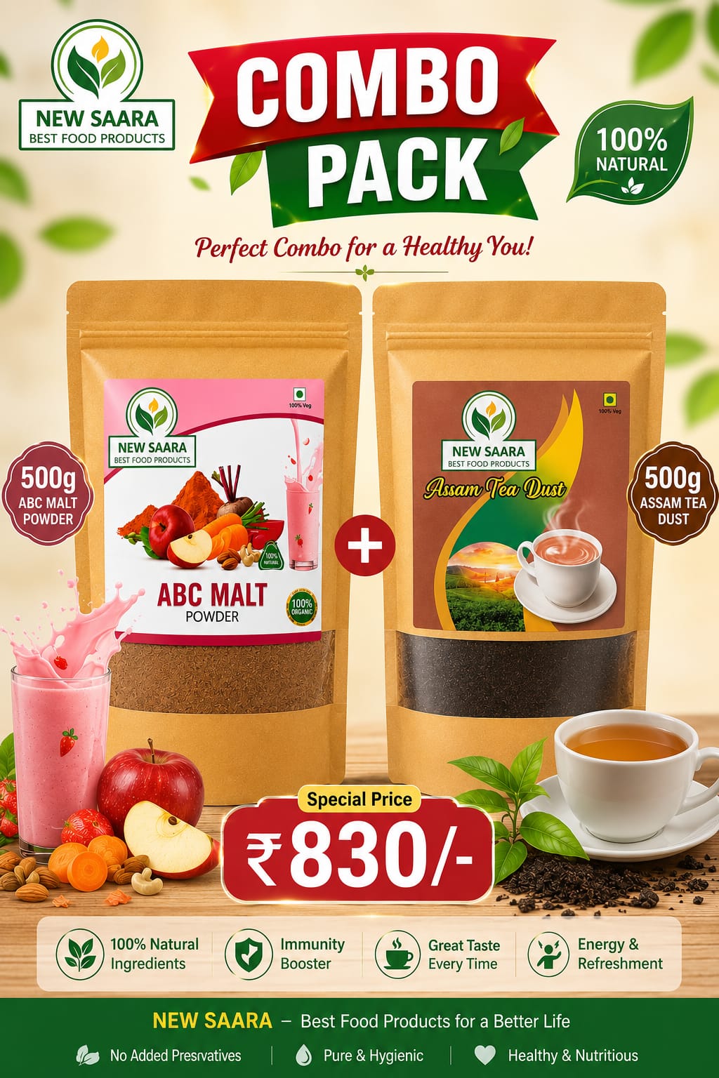 ABC Malt Powder & Assam Tea Dust Combo
