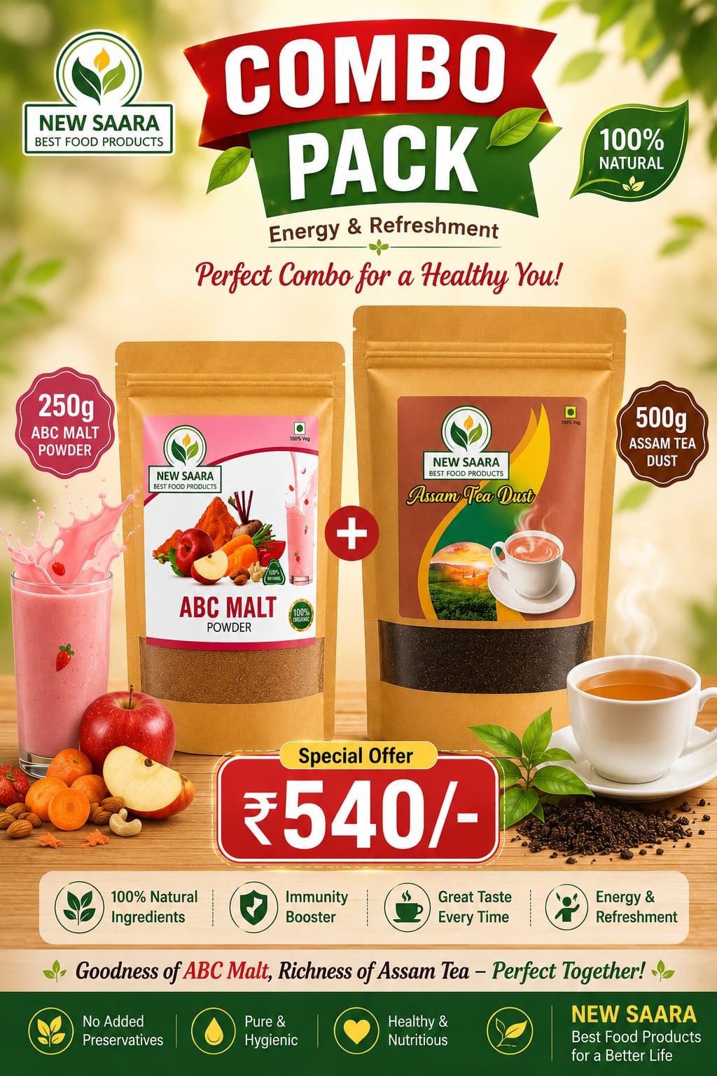 ABC Malt Powder & Assam Tea Combo Pack