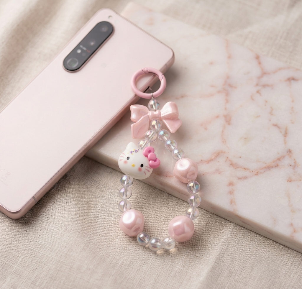 Cute Kitty Beaded Phone Charm