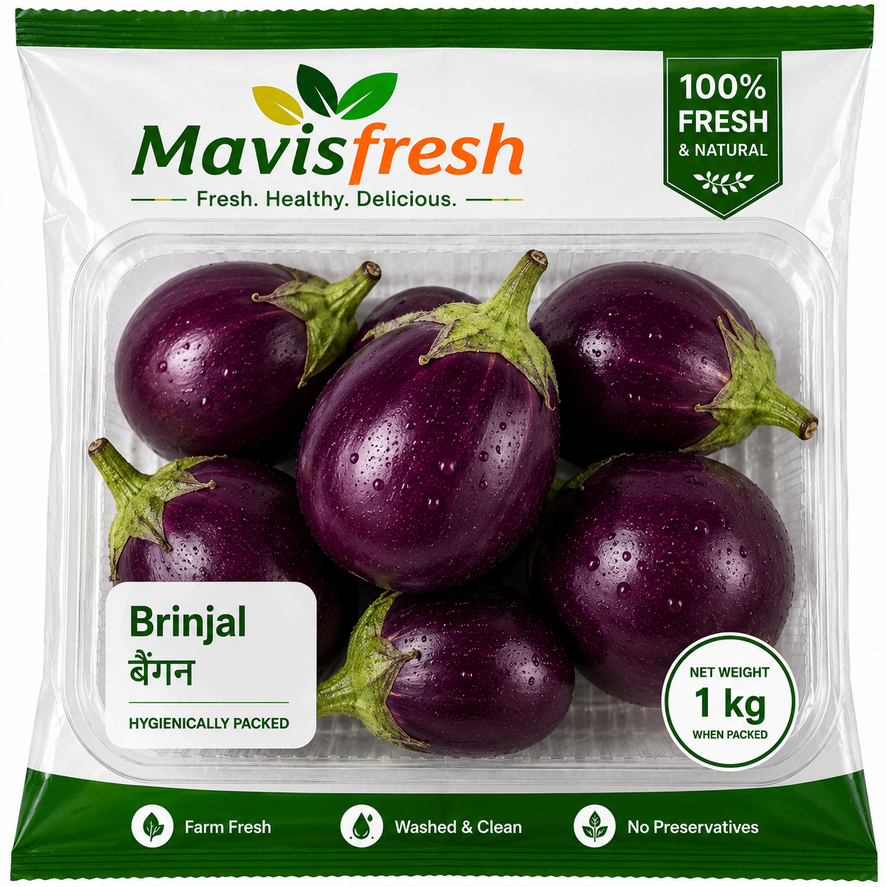 Mavisfresh Brinjal (Eggplant) 1kg Pack