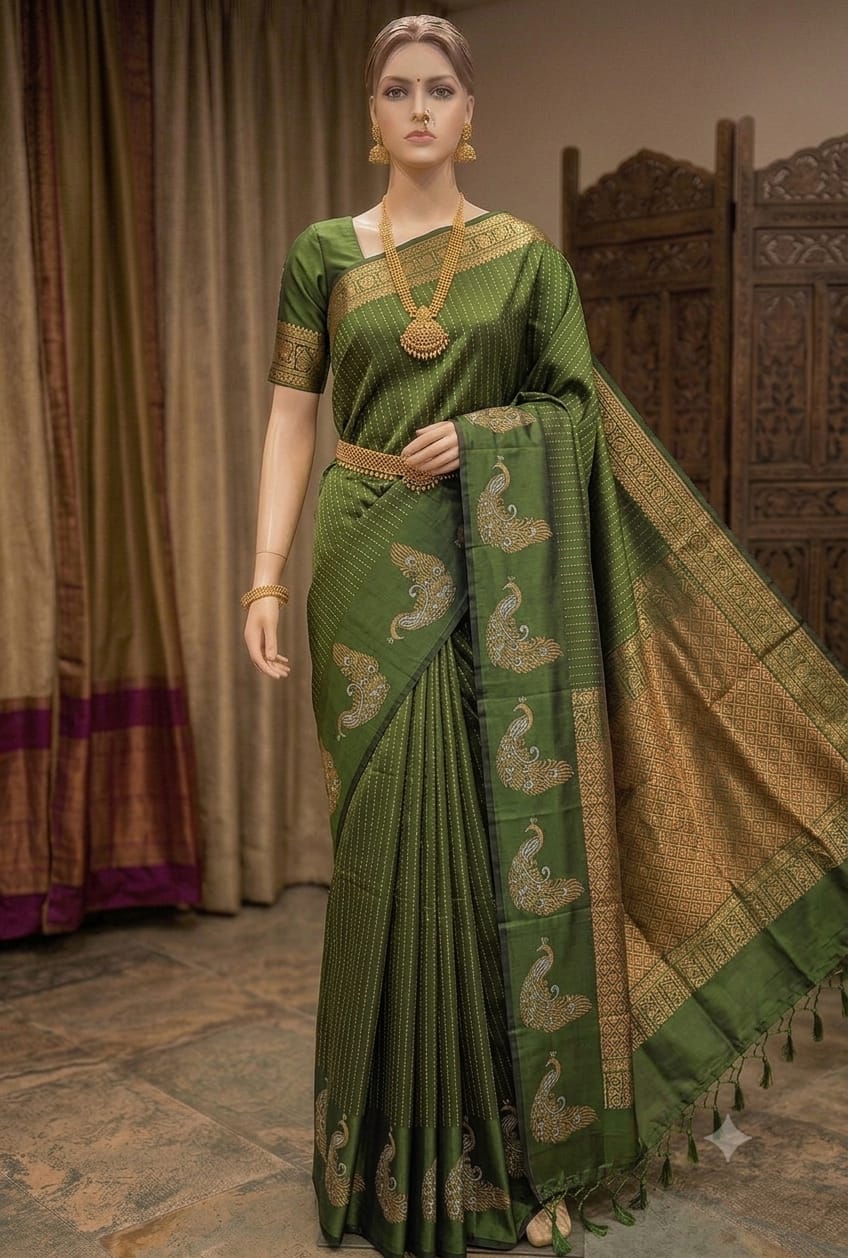 Elegant Green Silk Saree