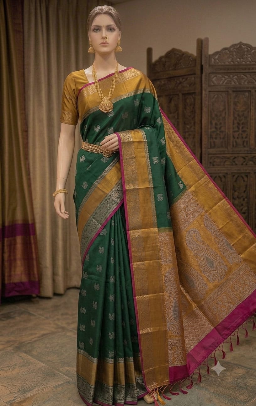 Elegant Green Kanjivaram Silk Saree