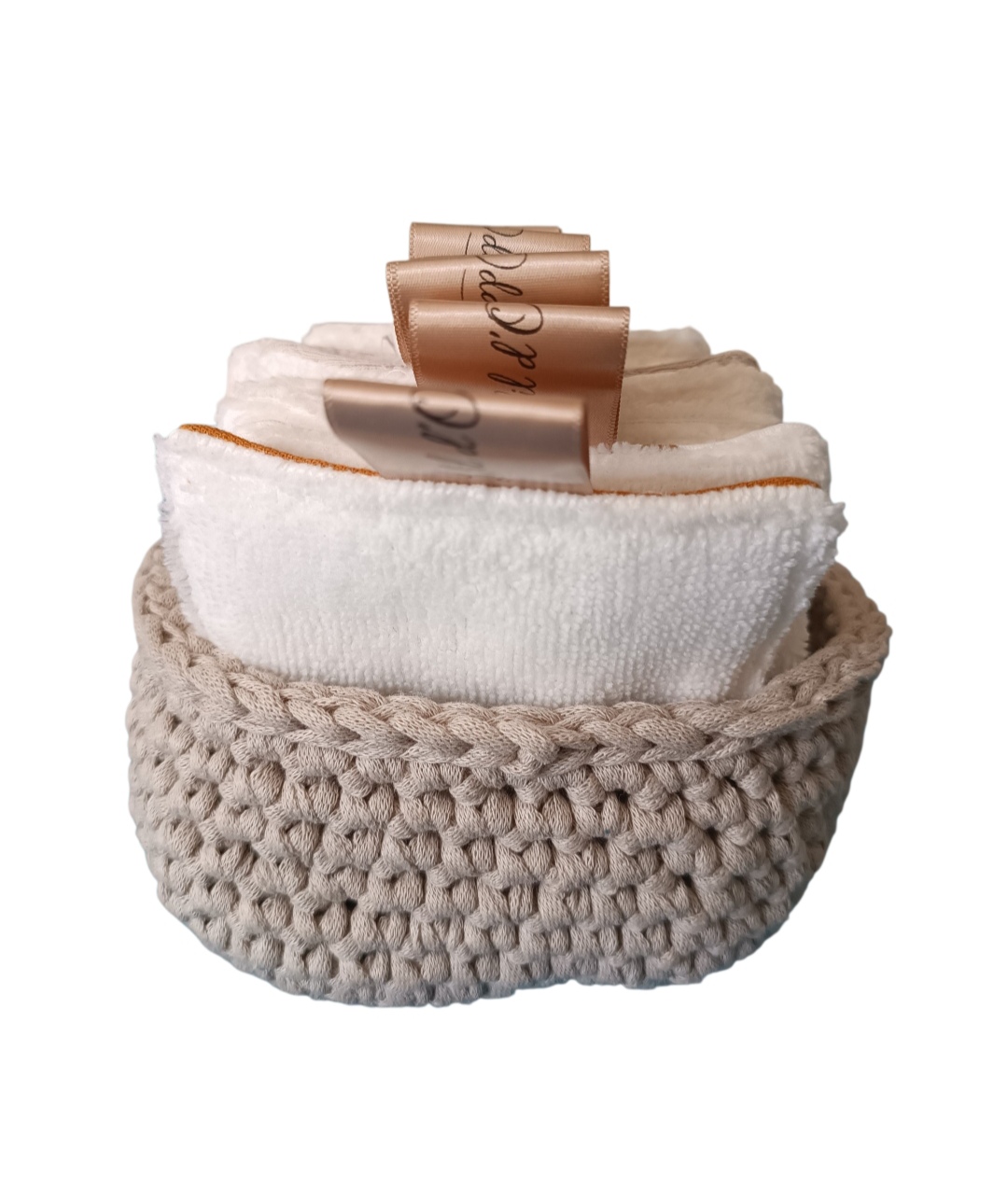 Panier au crochet et ses 10 lingettes lavables