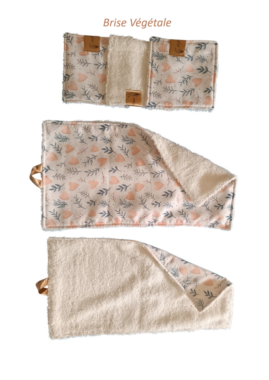 Lot de 2 serviettes invité et 3 lingettes lavables
