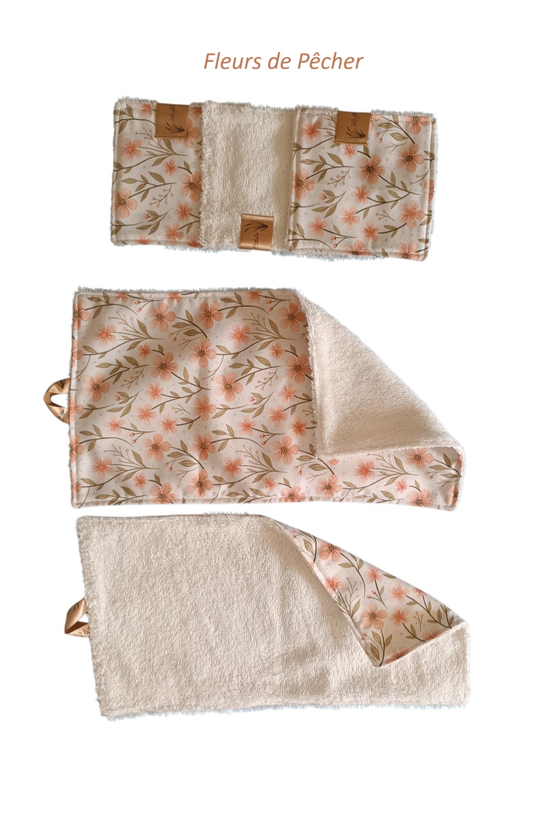 Lot de 2 serviettes invité et 3 lingettes lavables