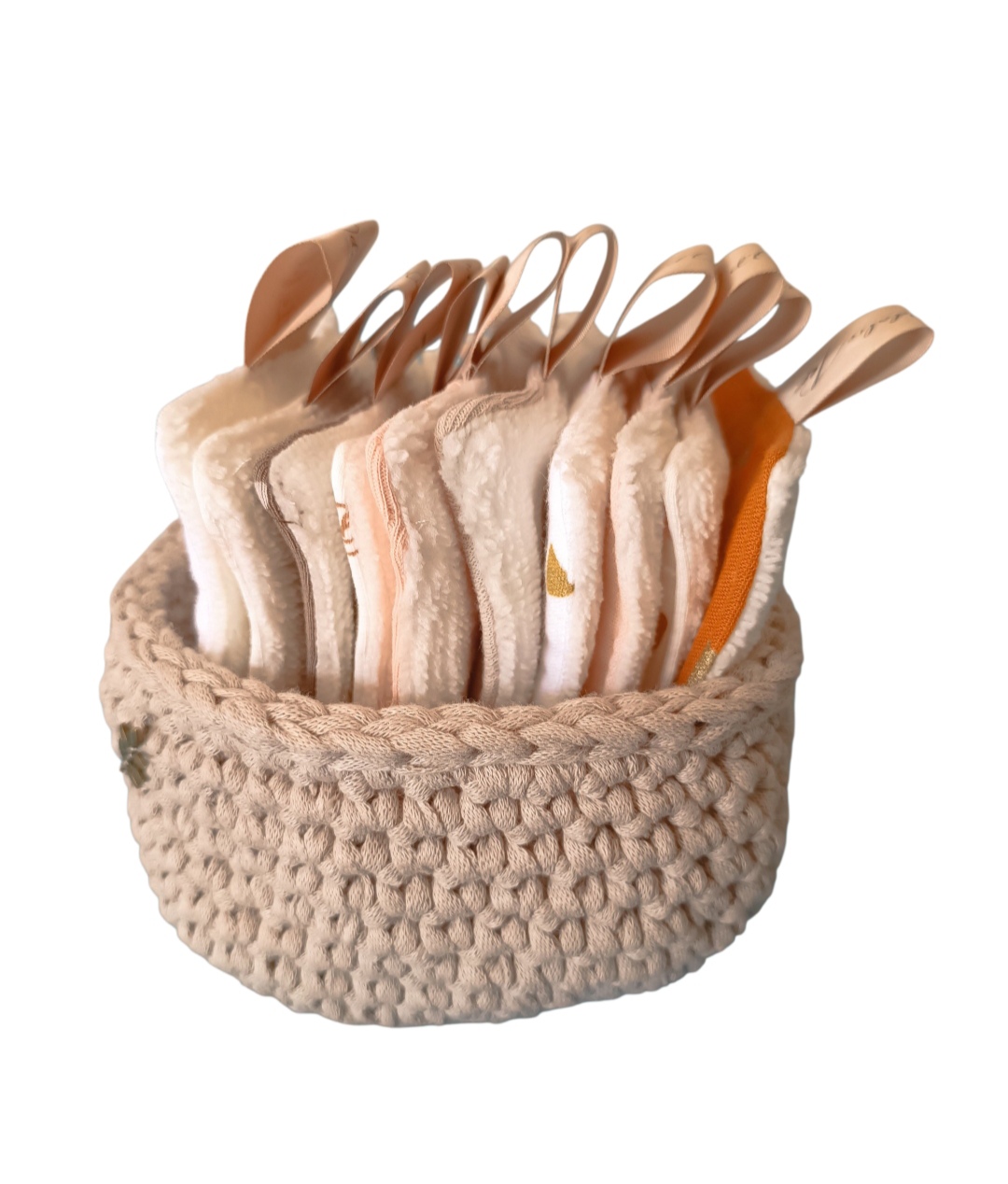 Panier au crochet et ses 10 lingettes lavables