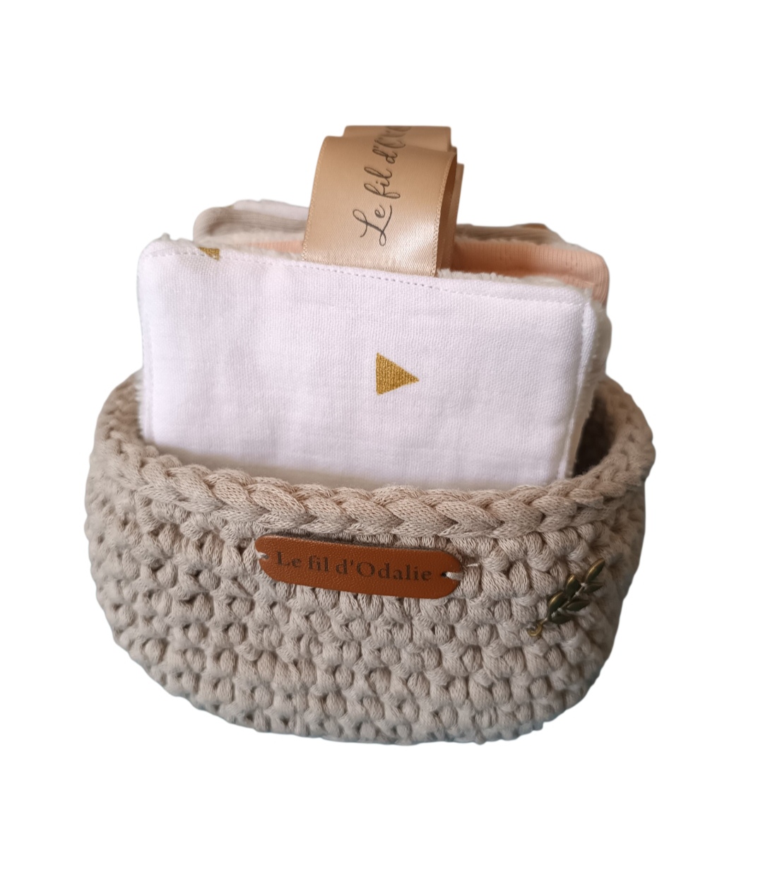 Panier au crochet et ses 10 lingettes lavables
