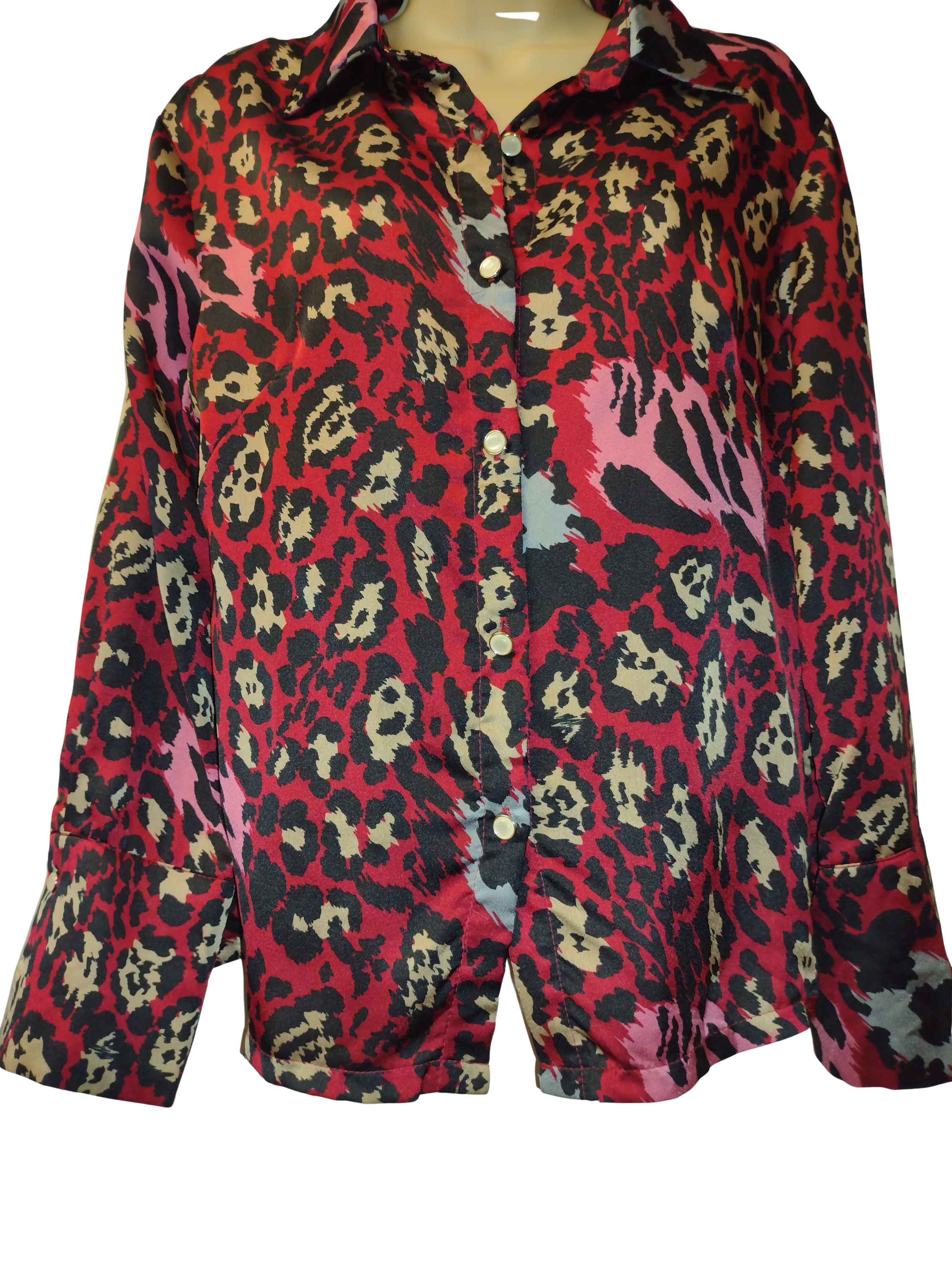 Leopard Print Satin Shirt & Pants