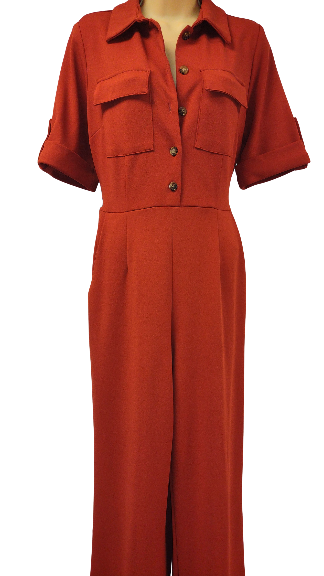 Rust Wide-Leg Jumpsuit
